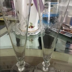 Vintage etched beer glasses